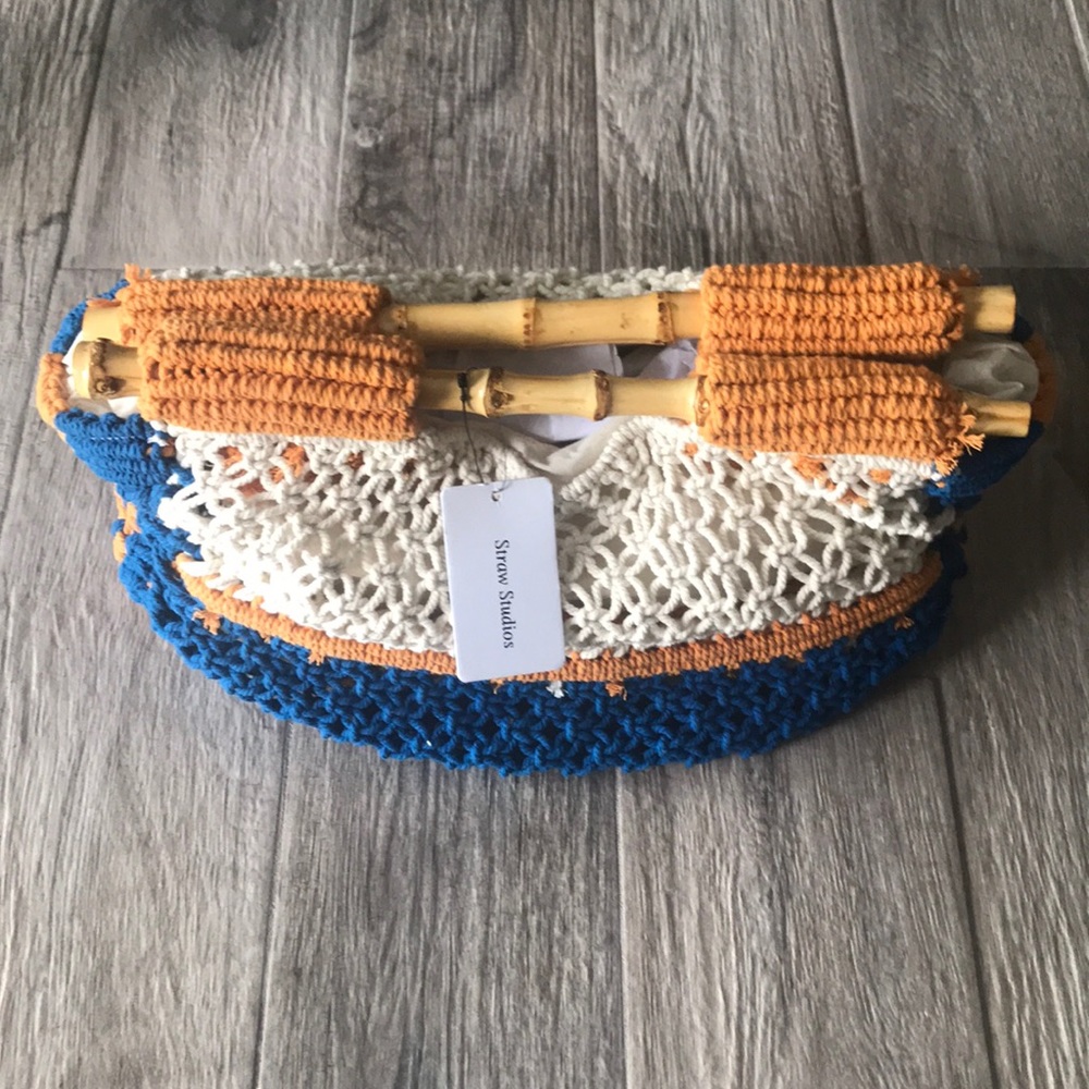 ⚫️Macrame Handbag with Bamboo Handles⚫️